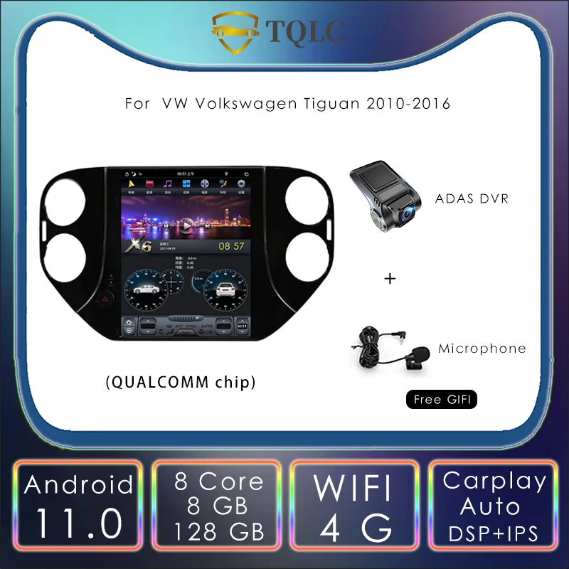 

PX6 Tesla Vertical Style Car Radio Android Stereo For Volkswagen VW Tiguan Multimedia Carplay Navigation Head Unit 2010-2016