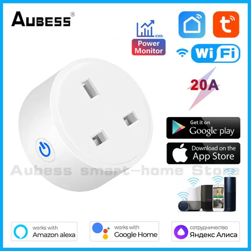 

16A/20A UK Plug TUYA APP Smart Socket Wireless WIFI Remote Control Voice Control Timing Home Power Socket Alexa Google Assistant