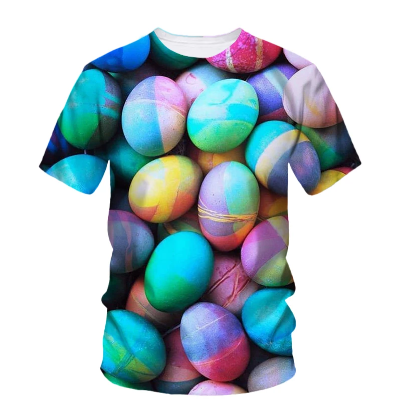 Новые летние футболки унисекс с рисунком пасхальных яиц модные повседневные