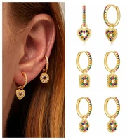 yuxintome 925 sterling silver ear needle pendant hoop earrings for women geometry pave crystal fashion wedding earrings jewelry
