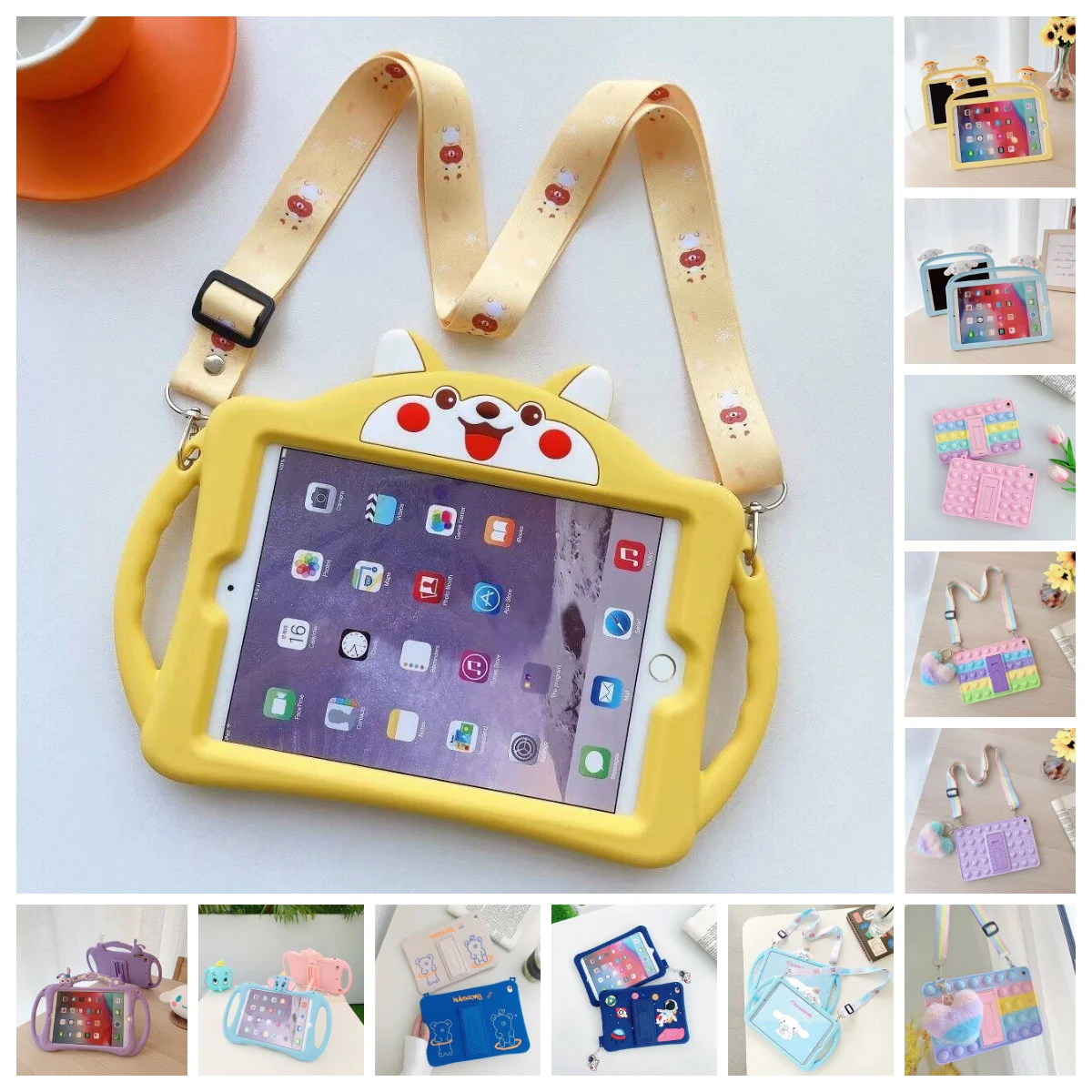 

Kids Cartoon Silicon Stand Cover for IPad 7th 8th 10.2 6th 9.7 2018 2017 Mini 5 11 Air 1 2 3 4 Tablet Case Shell Funda