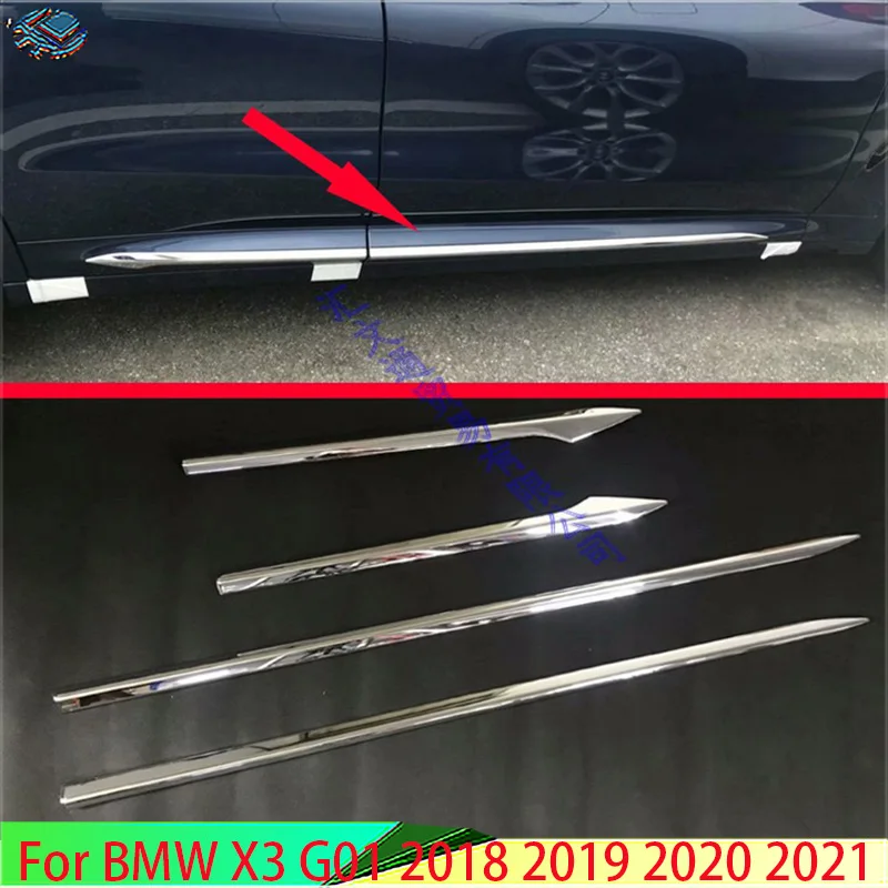 

For BMW X3 G01 2018-2021 Car Accessories ABS Chrome Side Door Line Garnish Body Trim Accent Molding Cover Bezel Protector