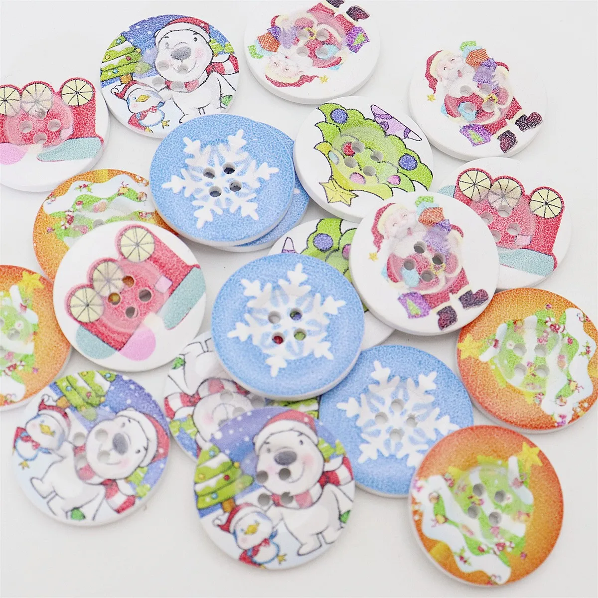20 шт. 30 мм большие деревянные смешанные рождественские пуговицы круглые Швейные