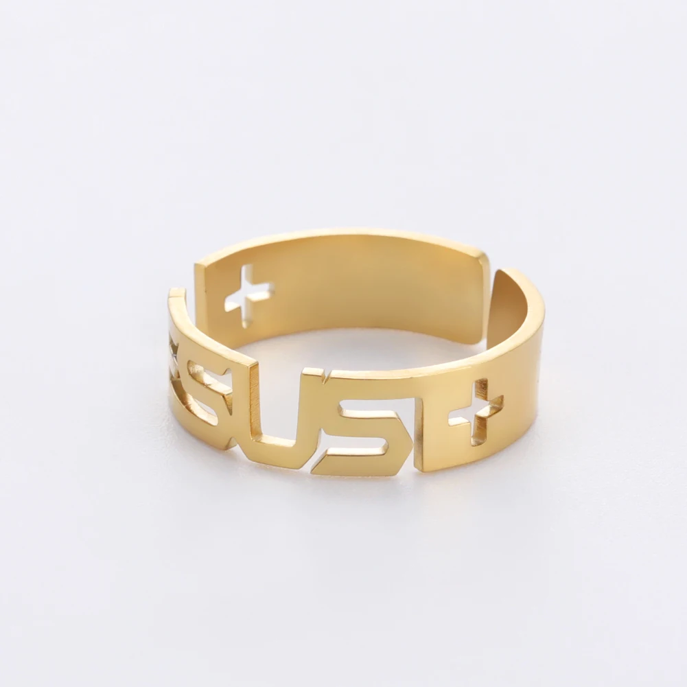 My Shape Регулируемые кольца с крестом Иисуса для мужчин и женщин мужское кольцо из