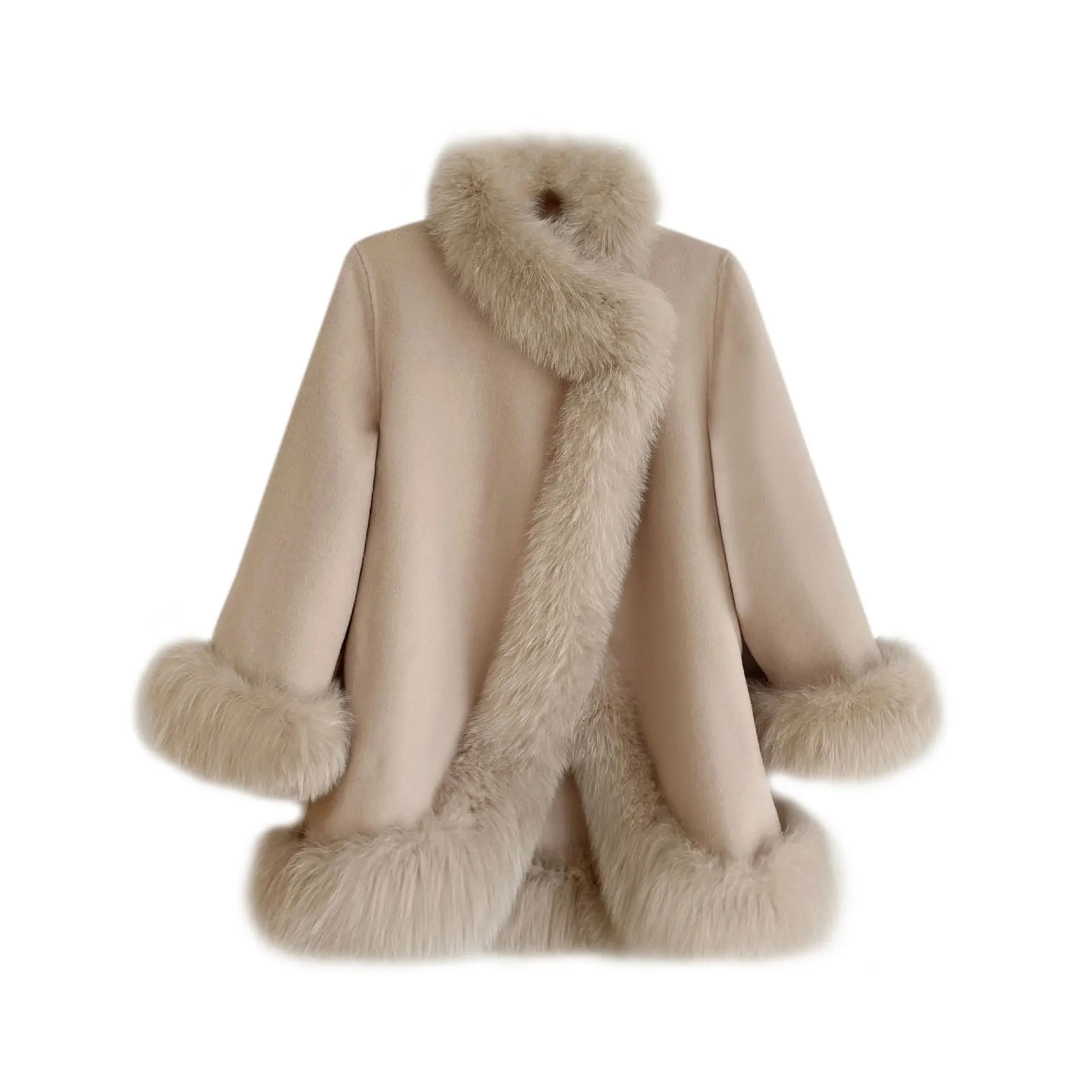 2022 Autumn and Winter New Artificial Fur Women's Jacket Loose Shawl Artificial Fox Fur Fur One Plush Jacket Coat