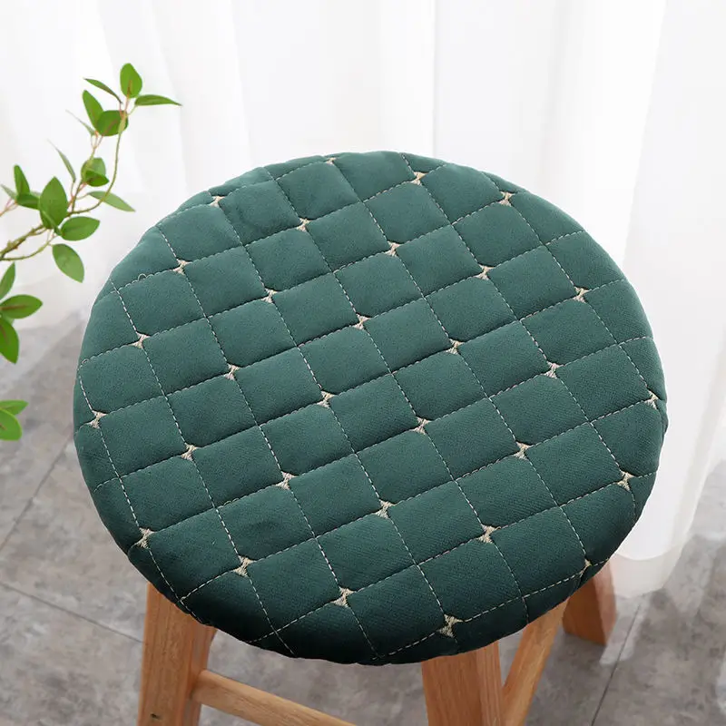 

Dutch wool round bench seating quilted warm close skin soft silicone non-slip bottom round cushion refreshment room hotel