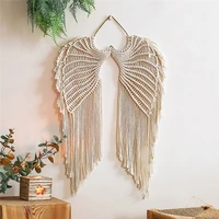 hand woven macrame wall hanging tapestry with tassels boho home decor bohemia angel wings tapestry home living room decoration