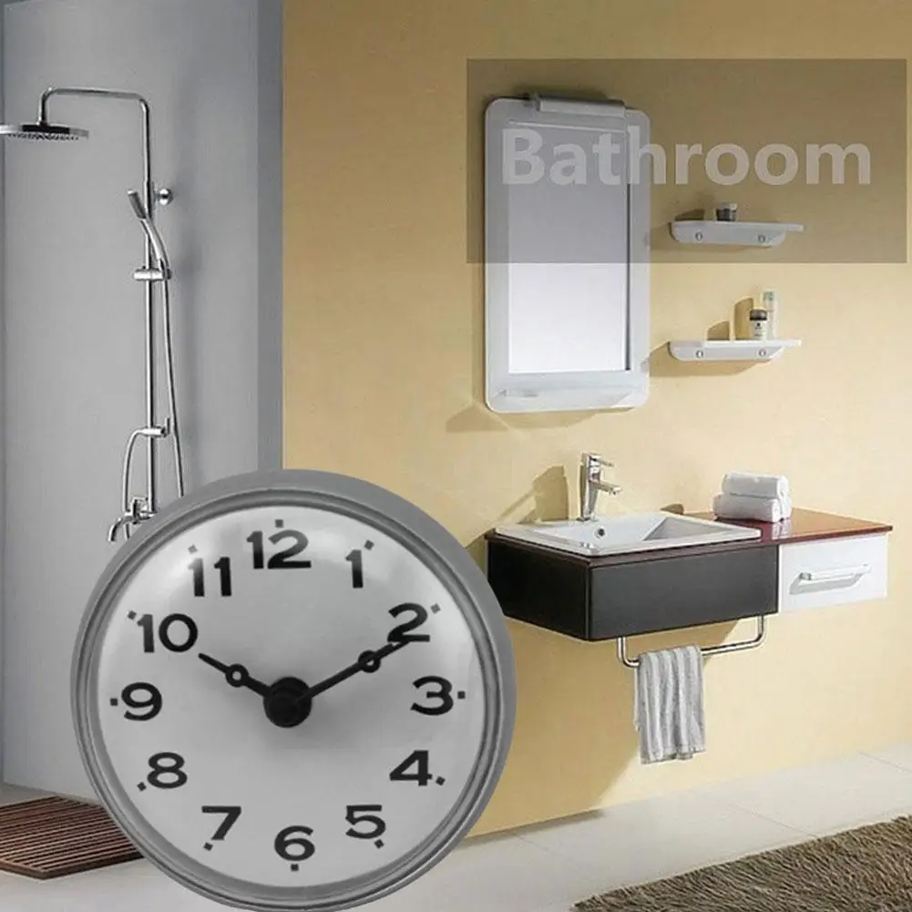 Waterproof Bathroom Electronic Suction Anti Fog Wall Wall Cup Clock Clock Kitchen Watch Z8k8
