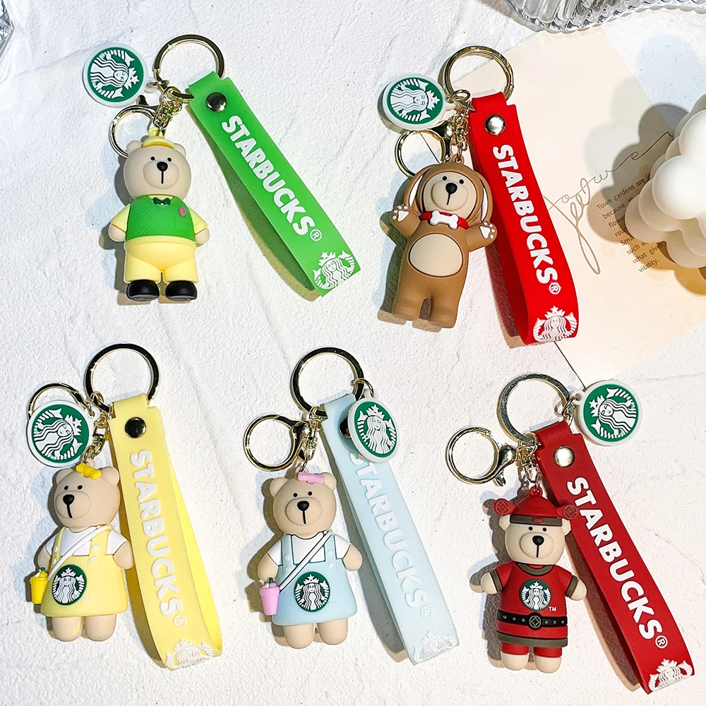 Fashion Cute Cartoon Bear Silicone Keychain Punk Animal Keyring Men's And Women's Car Key Chains Couple Bag Pendant Gift