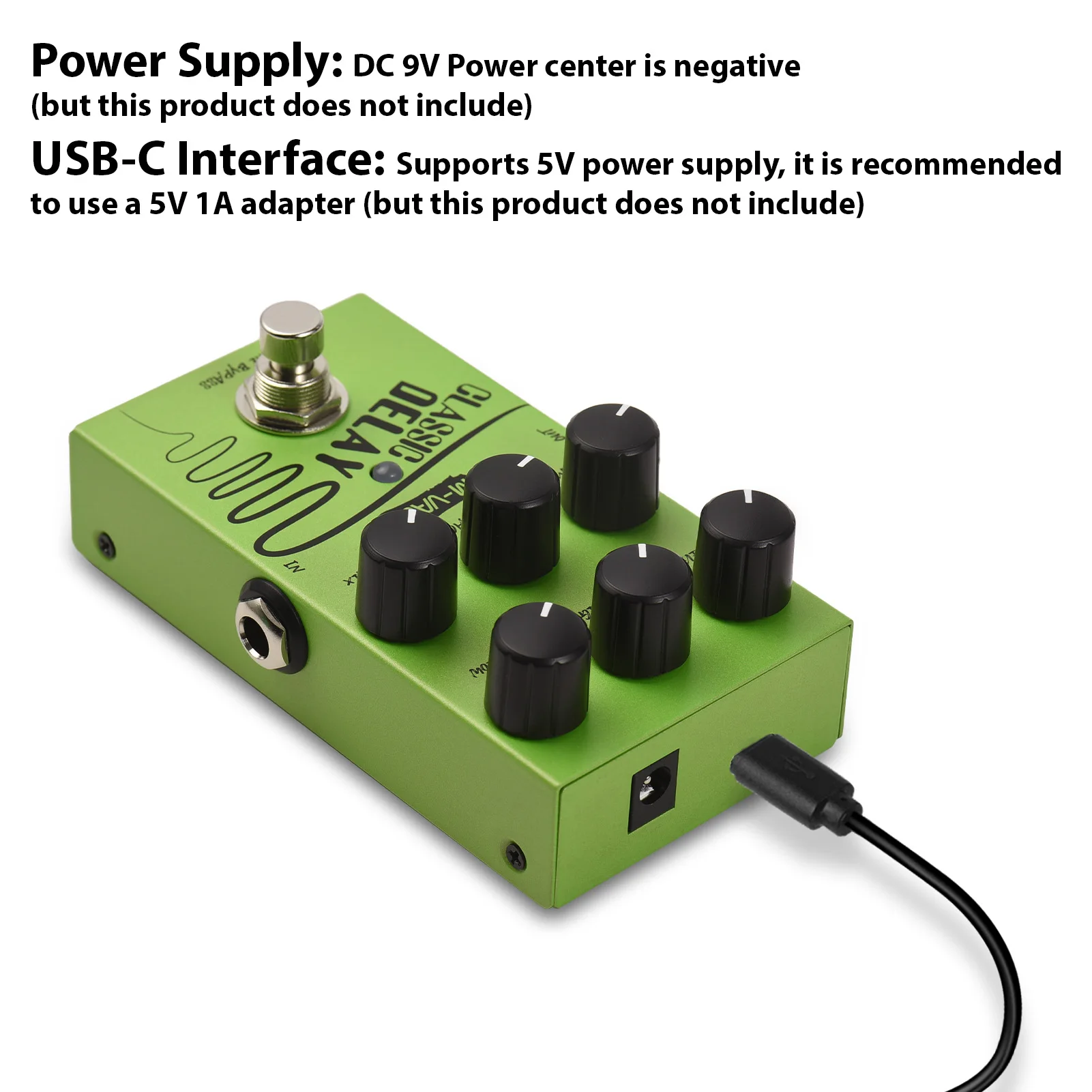 Педаль эффектов задержки гитары M-VAVE 2-полосный эквалайзер и усиление громкости