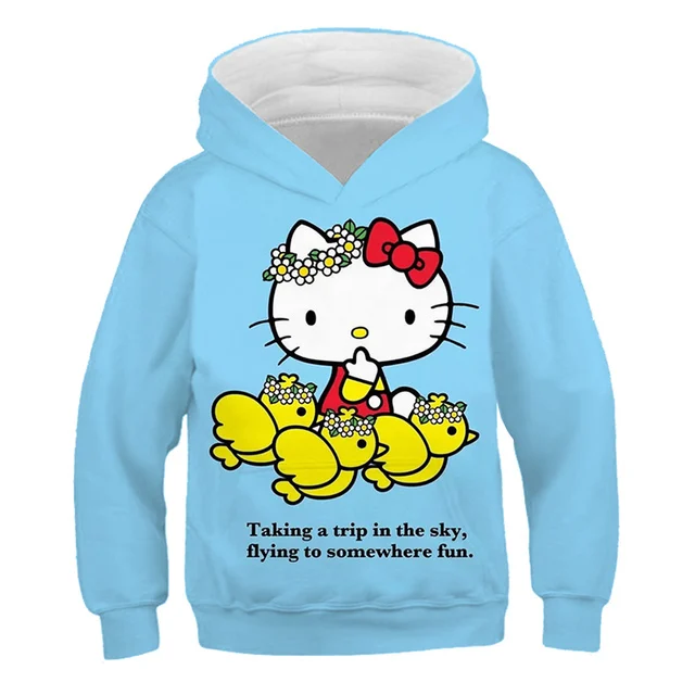 

Kawaii Hello Kitty Hoodie Kids Clothes Girls Spring Baby Boys 3D Hooded Fashion Jacket Children Baby Pullover Top Cute