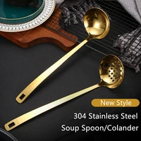 new kitchen long handle ramen spoon soup ladle korean stainless steel tableware bouillon tablespoons home cooking utensils
