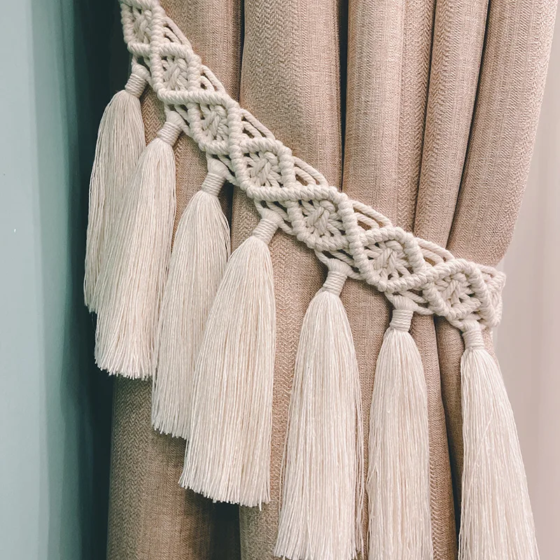 

Macrame Curtain Tie Curtain Straps Tassels Hand-woven Cotton Rope CurtainTie Backs Curtain Accessories Hanging Wall Boho Decor