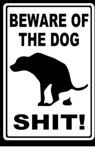 Остерегайтесь уборки собак! Металлический жестяной знак собака скакающая стена