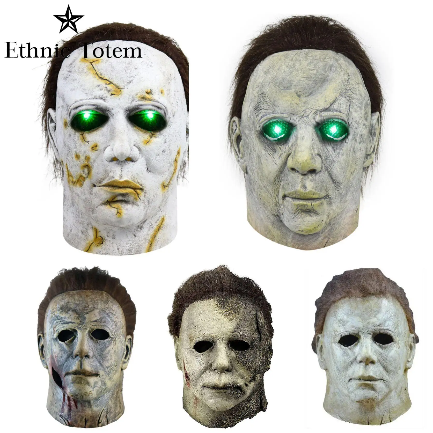 

Halloween Michael Myers Mask 1978 Movie Killer Horror Realistic Cosplay Latex Mask Adult Terror Luminous Grey Mask Carnival