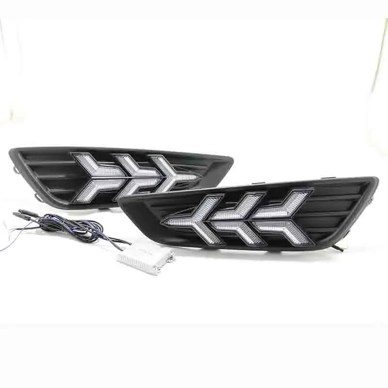 2 шт. светодиодные дневные ходовые огни для Ford Focus 3 MK3 2015 2016 2017 2018 желтая функция