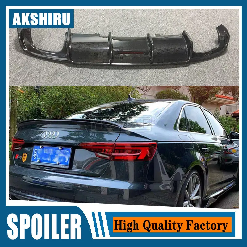 

For Audi A4 Sline S4 A4 B9 Sedan 4Door 2016-2019 Carbon Fiber Rear Diffuser Bumper Spoiler Guard Protector Skid Plate Cover