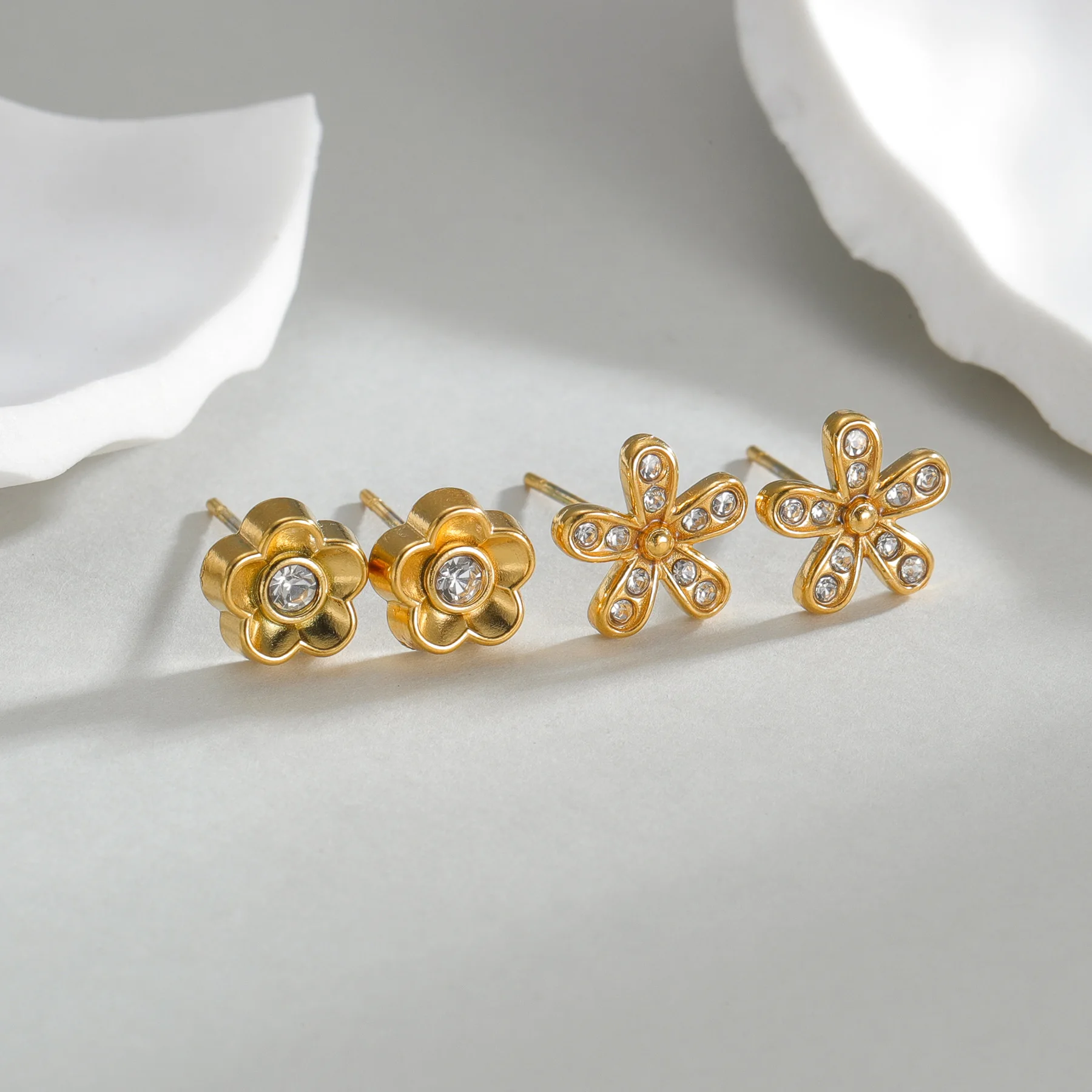 Freeteeme несколько стилей серьги-гвоздики для женщин золотого цвета из нержавеющей