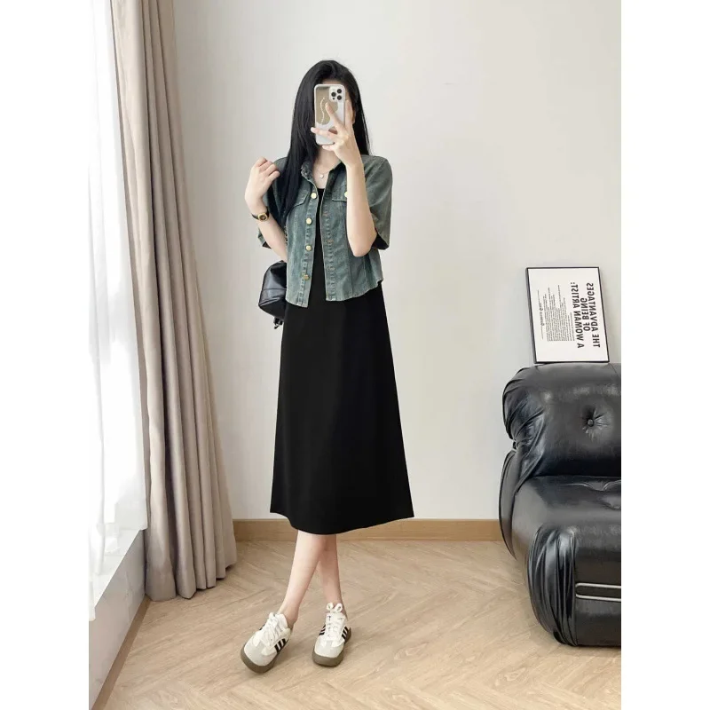 Vintagedenim утягивающий костюм женское летнее длинное платье закрывающее живот