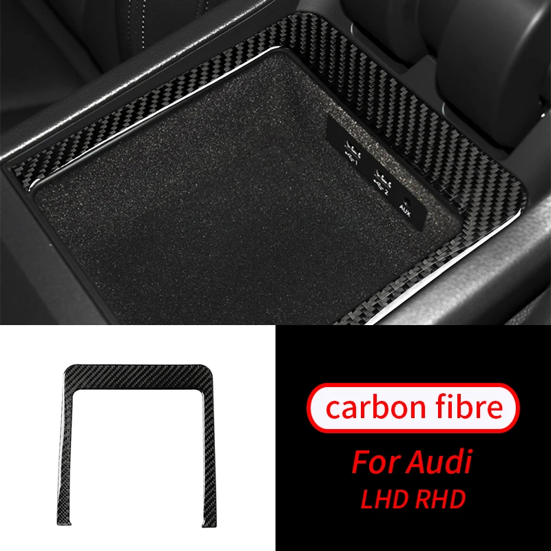 

For Audi Q7 SQ7 4M 2016-2019 Real Carbon Fiber Car Armrest Storage Box Frame Cover Trim Auto Interior Accessories