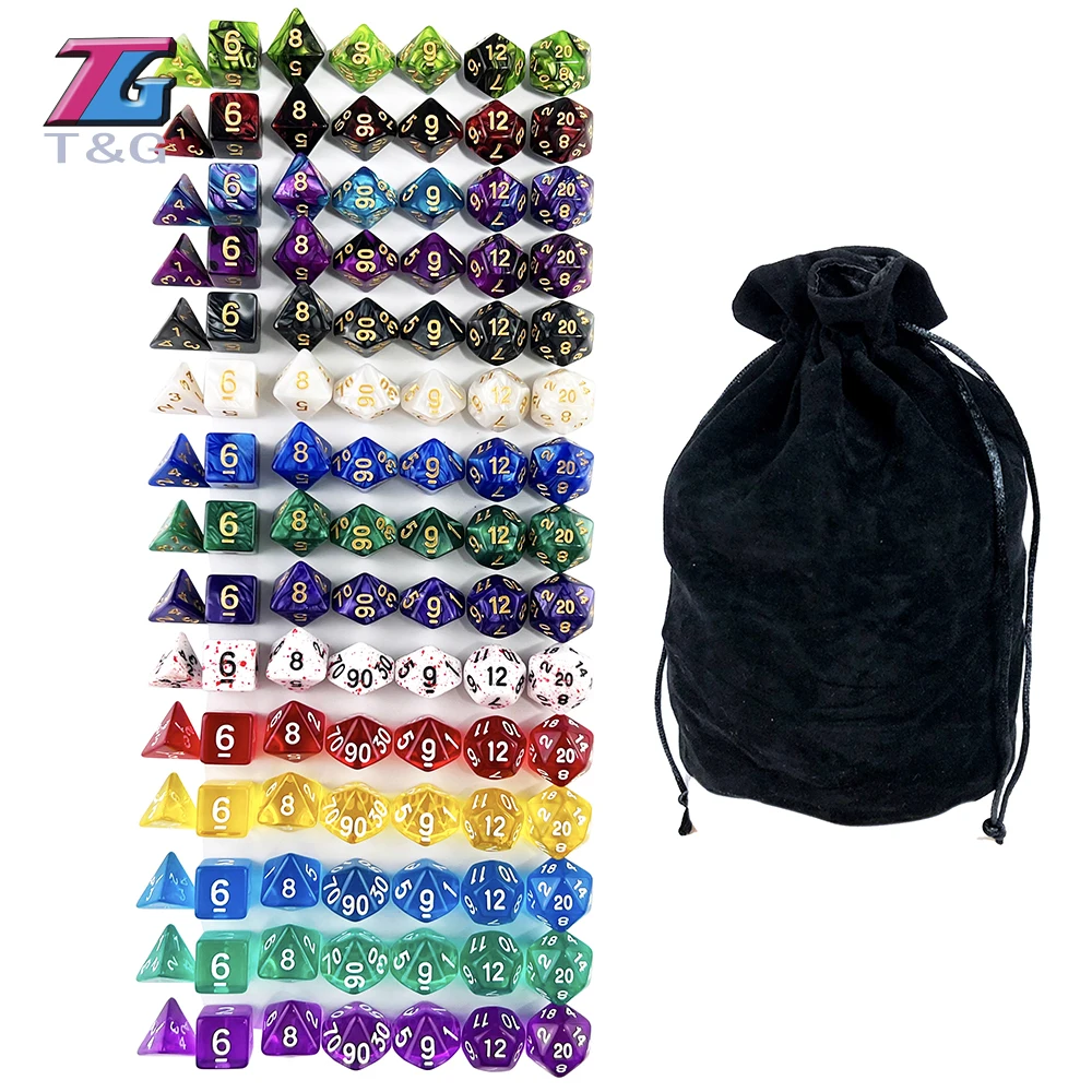 15 Set Polyhedral Dice 105 Pcs Mixed Color Set with Bag DND RPG Board Game PortableToys for Adults Kids  Cubes