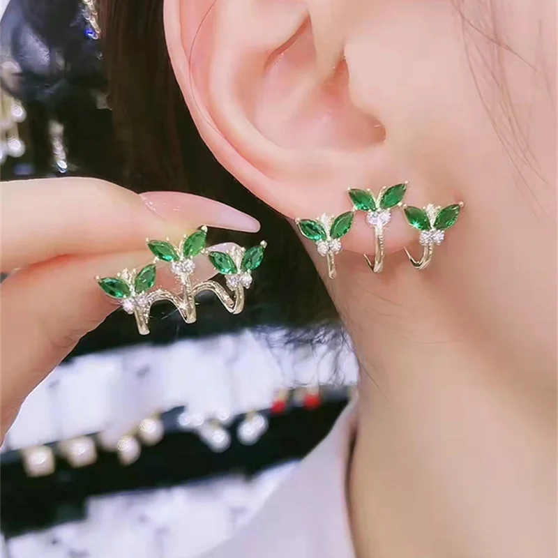 

Корейские серьги-бабочки Новые Модные Зеленые Серьги с кристаллами для женщин ювелирные изделия вечерние ринки свадьбы девушки подарки аксессуары