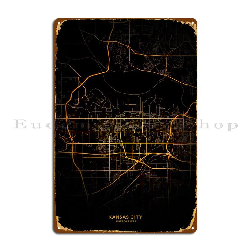 

Карта города Канзас, металлический плакат, домашняя гостиная, железная стена, пещера, жестяной плакат
