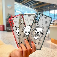marvel groot cartoon cute for samsung galaxy s22 s21 ultra s20 fe lite s10 s9 s8 plus 5g frosted translucent phone case cover