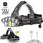 Мощный светодиодный налобный фонарь светильник, Головной фонарь с зарядкой от USB, головные фонарики, Головной фонарь, водонепроницаемый, для кемпинга, походов