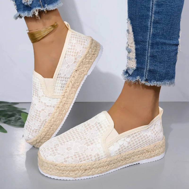 Льняные восточные Ретро дышащие лоферы на плоской подошве с искусственным