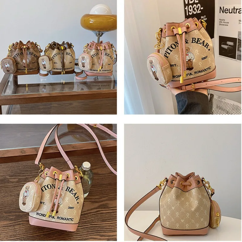 Beibaobao модная маленькая сумка-мешок с рисунком медведя Женская Роскошная сумка