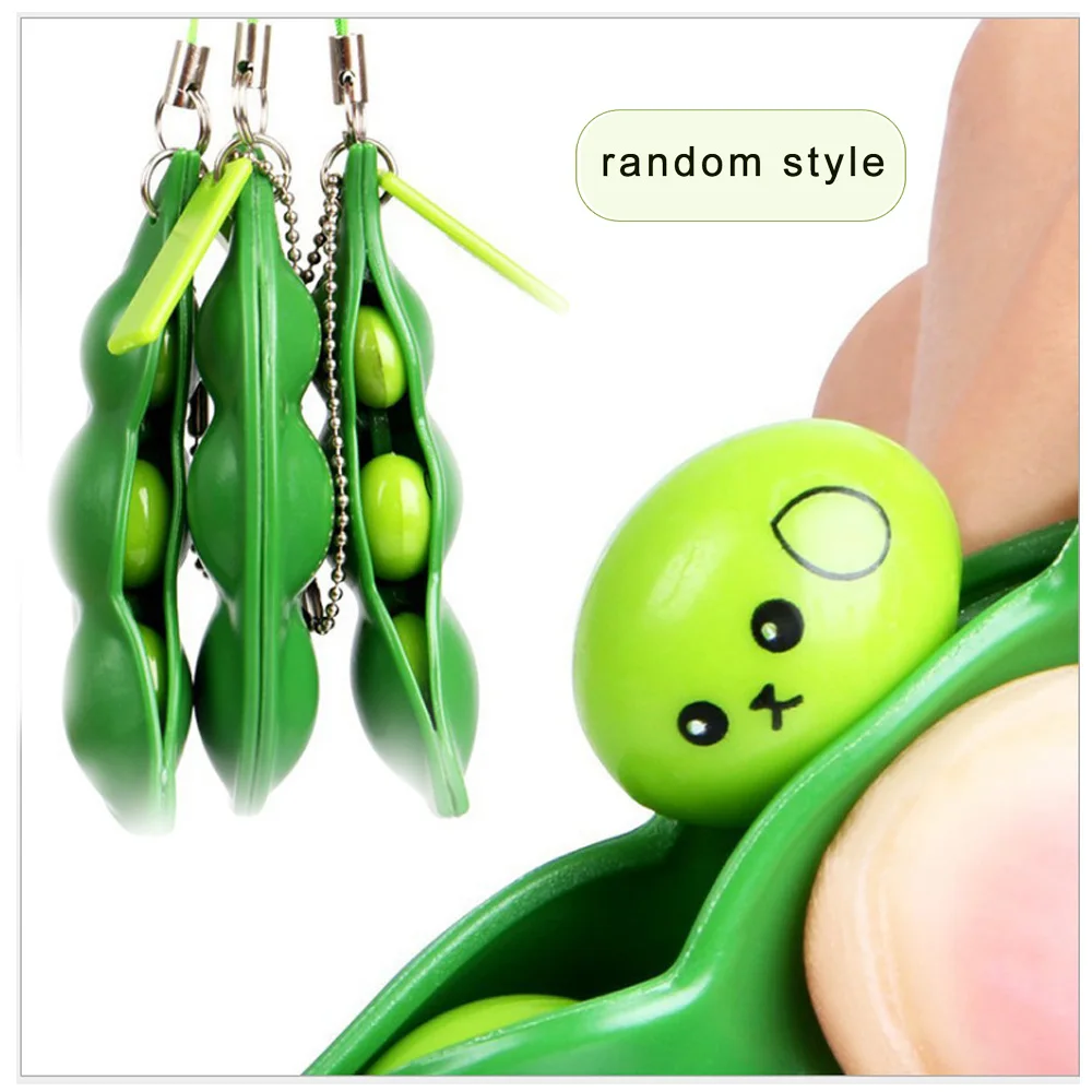 

Funny Squeeze-a-Bean Anti-Anxiety Fidget Toy Stress Relief for ADHD Keyring Purses Keychain