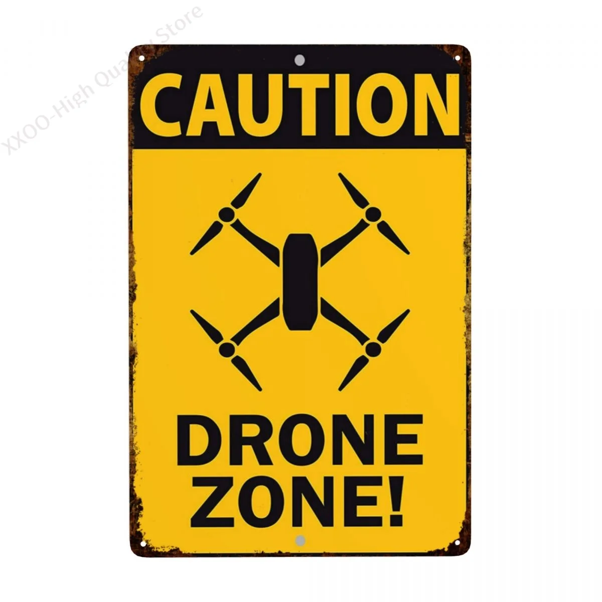 

Afterprints Caution Drone Zone Work Construction Notice Unique Novelty Aluminum Metal Sign 8"x12"
