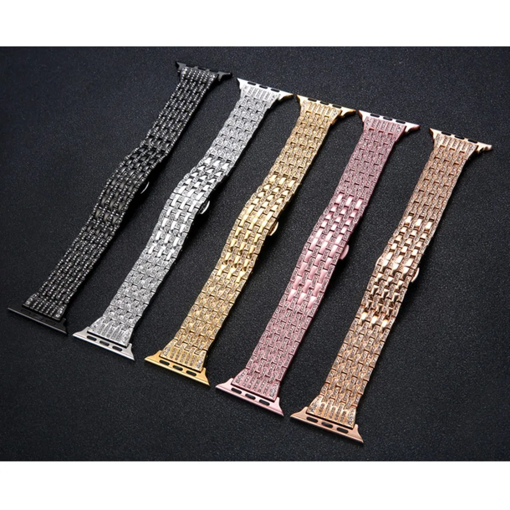 Stainless steel strap For Apple watch band 44mm 40mm 45mm 41mm diamond bracelet wrist iwatch series 7 6 5 4 SE 42mm 38mm correa