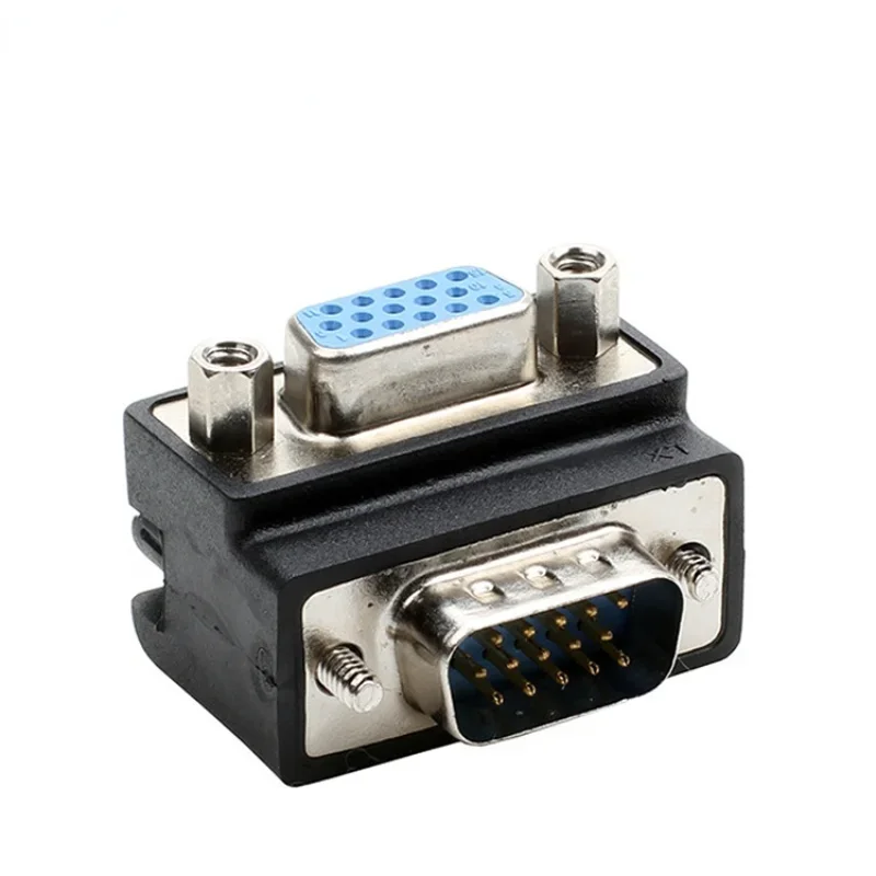1 шт. 90 градусов вниз прямоугольный адаптер VGA SVGA папа к 15-контактный женский