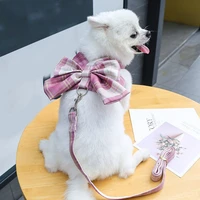 dog traction pet clothes out rope dog cat clothes chest strap vest type cartoon bear traction rope harness dog cat collar