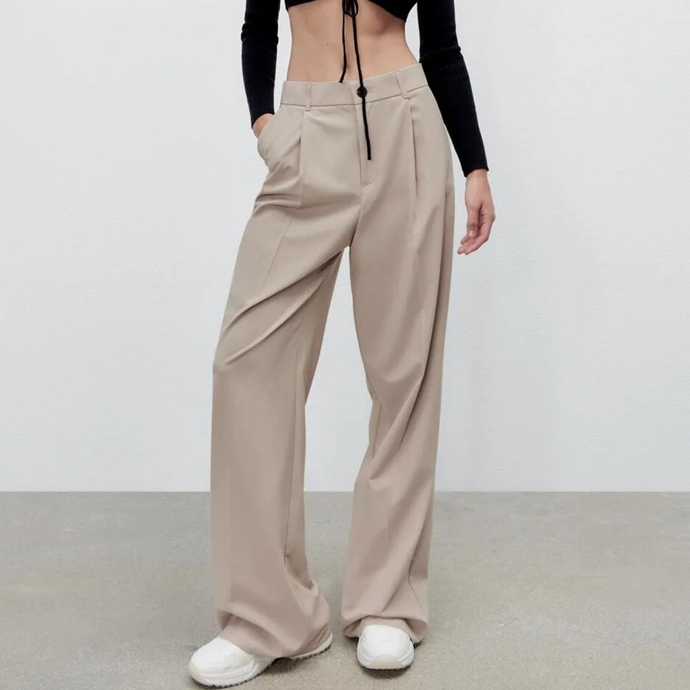 

Ur HM spring new women's high waist straight tube fashion casual pants