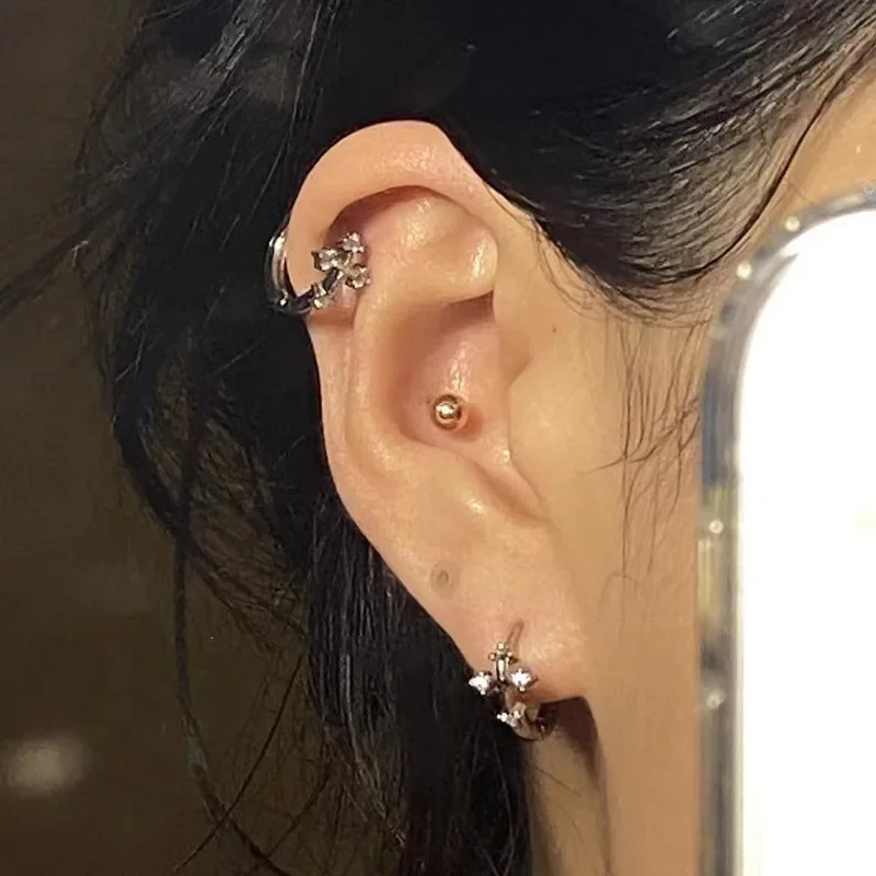 Мини-серьги-кольца через плечо с крестом женские серебряные серьги S925 винтажный