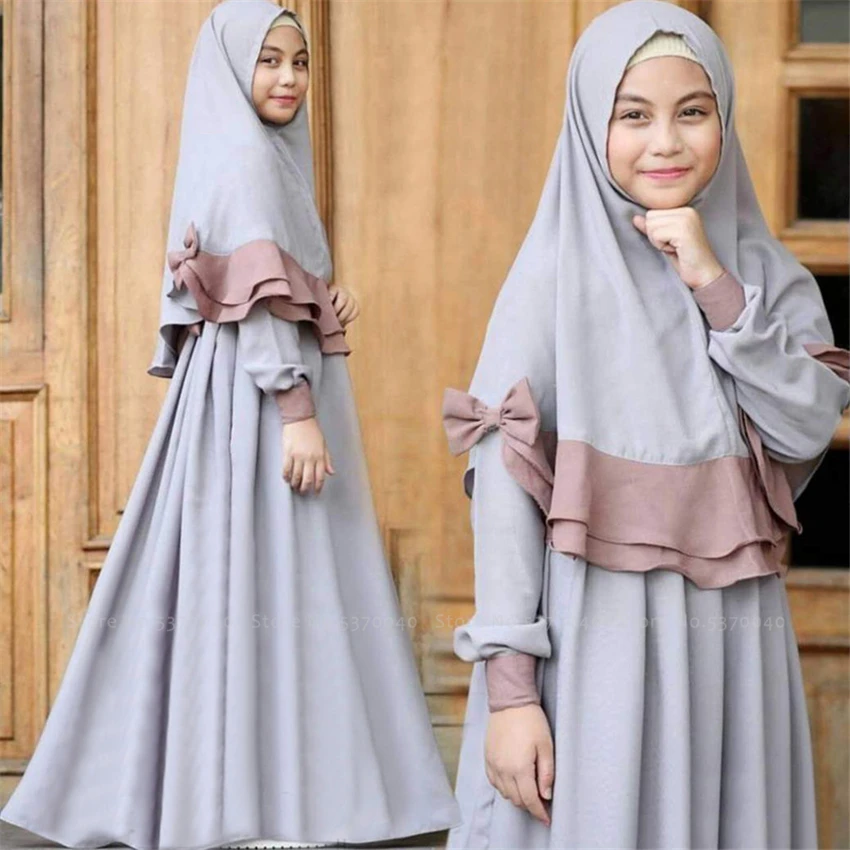 

Abaya Kids Muslim Dress Girl Children Dubai Kaftan Islamic Clothing Ramadan Kimono Jubba Middle East Scarf Fashion Streetwear
