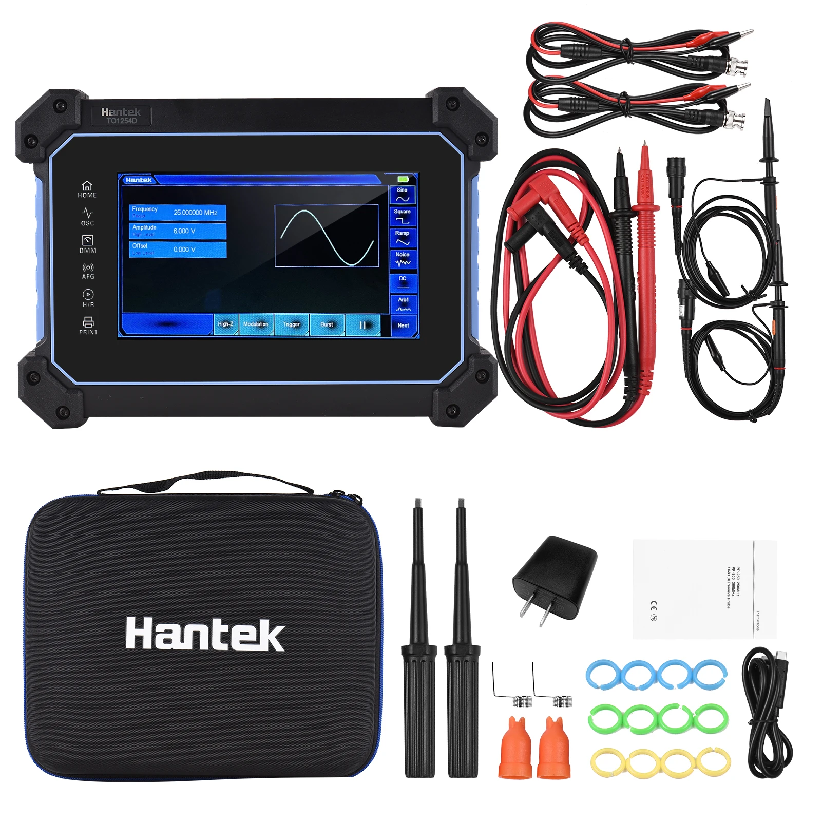 

Hantek TO1154D Rechargeable Portable Oscilloscope Multimeter 4-Channel 150MHz Bandwidth 1GSa/S Sampling Rate 8M Storage Depth