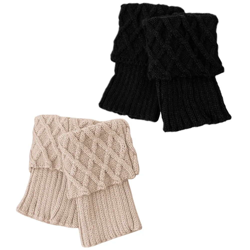 

2 Pairs of Winter Sock Covers Warm Knitting Leg Covers Short Leg Warmers Winter Supplies
