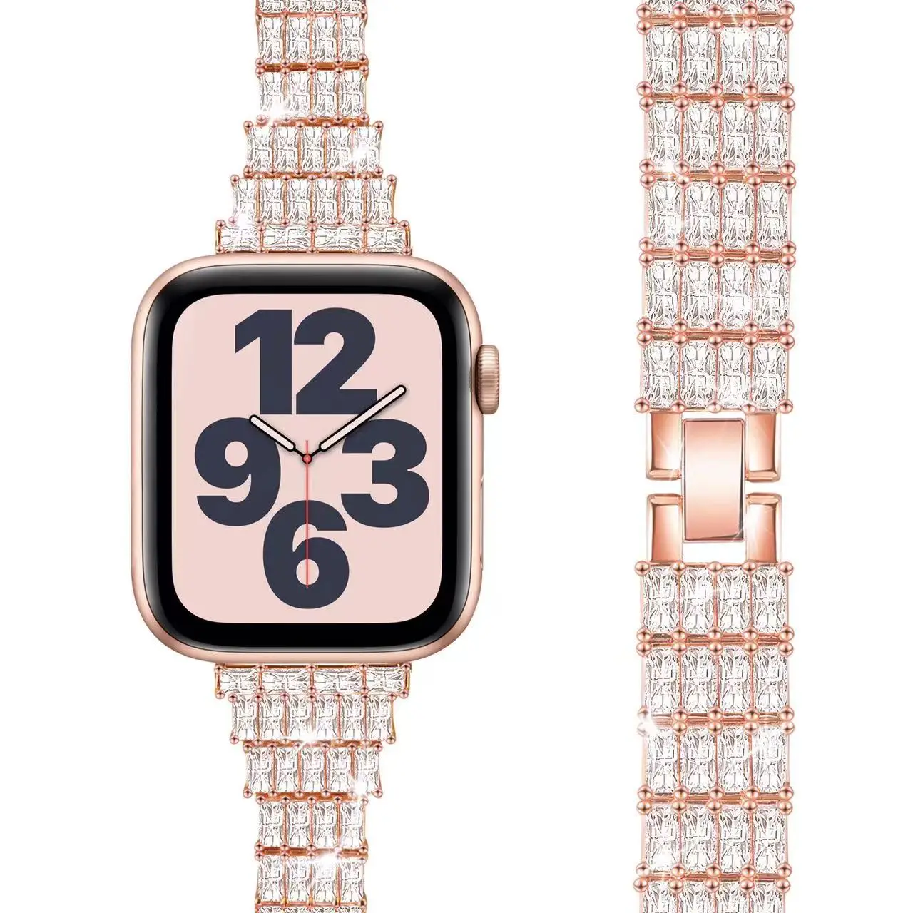 Luxury Metal Bracelet For Apple watch 45mm 41mm Women Diamond Stainless Steel Strap For iWatch UItra 8 7 6 5 4 SE 44mm 42mm 40mm