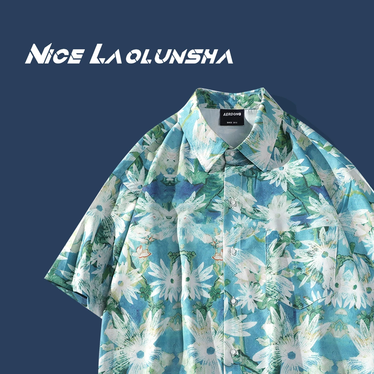 

Мужская летняя рубашка с коротким рукавом и принтом в гавайском стиле: идеально подходит для пляжа, отдыха