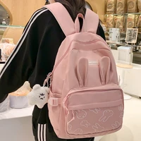 est new women backpack high school student bag kawaii rabbit large for teenage girls travel waterproof black mochilas bolsa cute