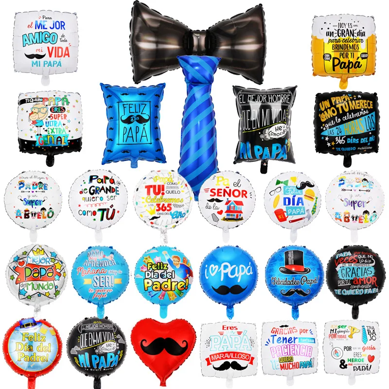 

Happy Fathers Day Gifts Balloons Party Decoration Bow Tie Spanish Globos Feliz Dia Papa Helium Balloon