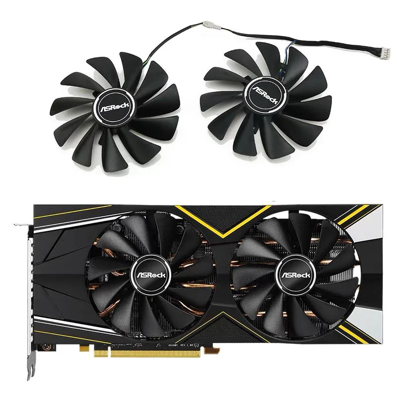 Охлаждающий вентилятор для графического процессора Asrock Radeon RX 5700 XT 5700XT, 2 шт. Охлаждающий вентилятор для графического процессора Asrock Radeon RX 5700 XT 5700XT, 2 шт.