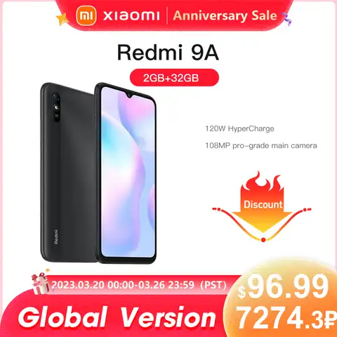 Смартфон Xiaomi Redmi 9A, 2 Гб, 32 ГБ, Восьмиядерный процессор MTK Helio G25, дисплей 6,53 дюйма, камера 13 МП с искусственным интеллектом, 5000 мАч, Redmi 9 A