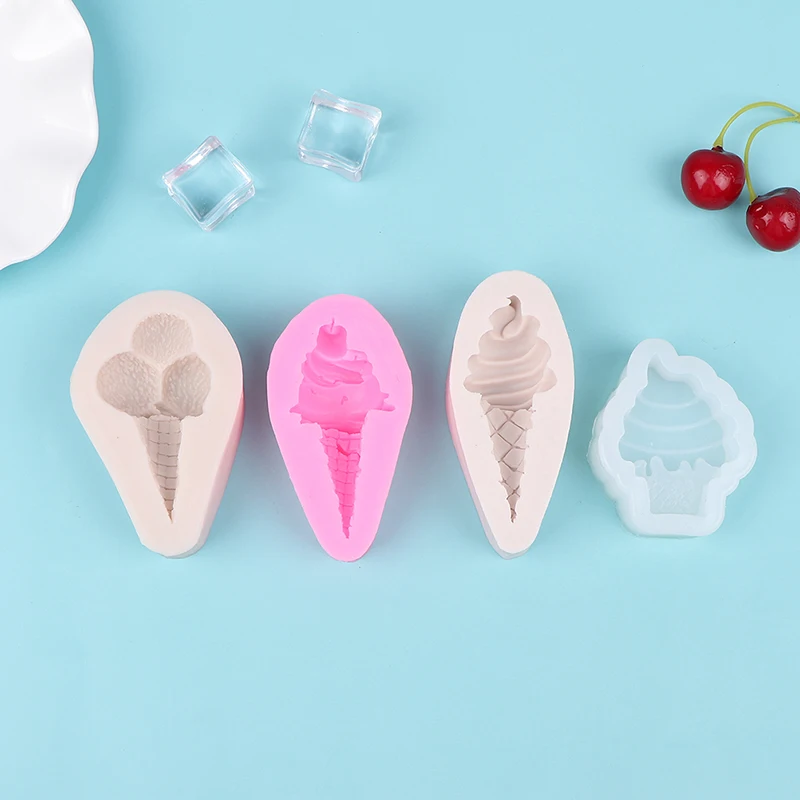 

Ice cream cone chocolate fondant silicone mold cake decorative ornaments plug-in