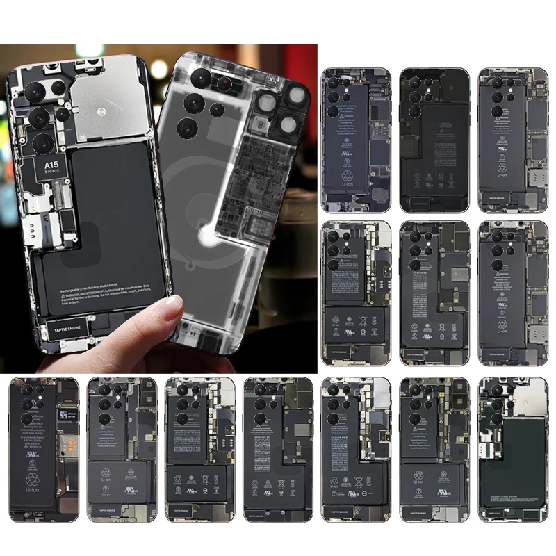 

Phone Case for Samsung Galaxy S23 S22 S21 S20 Ultra S20 S22 S21 S10E S20FE Note 10Plus 20 Ultra Inside motherboard Circuit