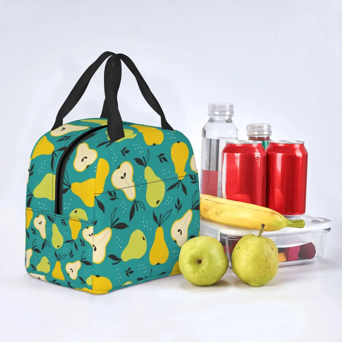 

Lunch Bag for Men Women Pear Thermal Cooler Bags Waterproof School Fruit Canvas Tote Food Storage Bags